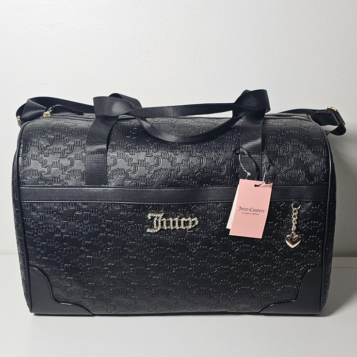 Дорожня сумка Juicy Couture Heartless Weekender Duffle Bag TikTok Black Bag Embossed Bling