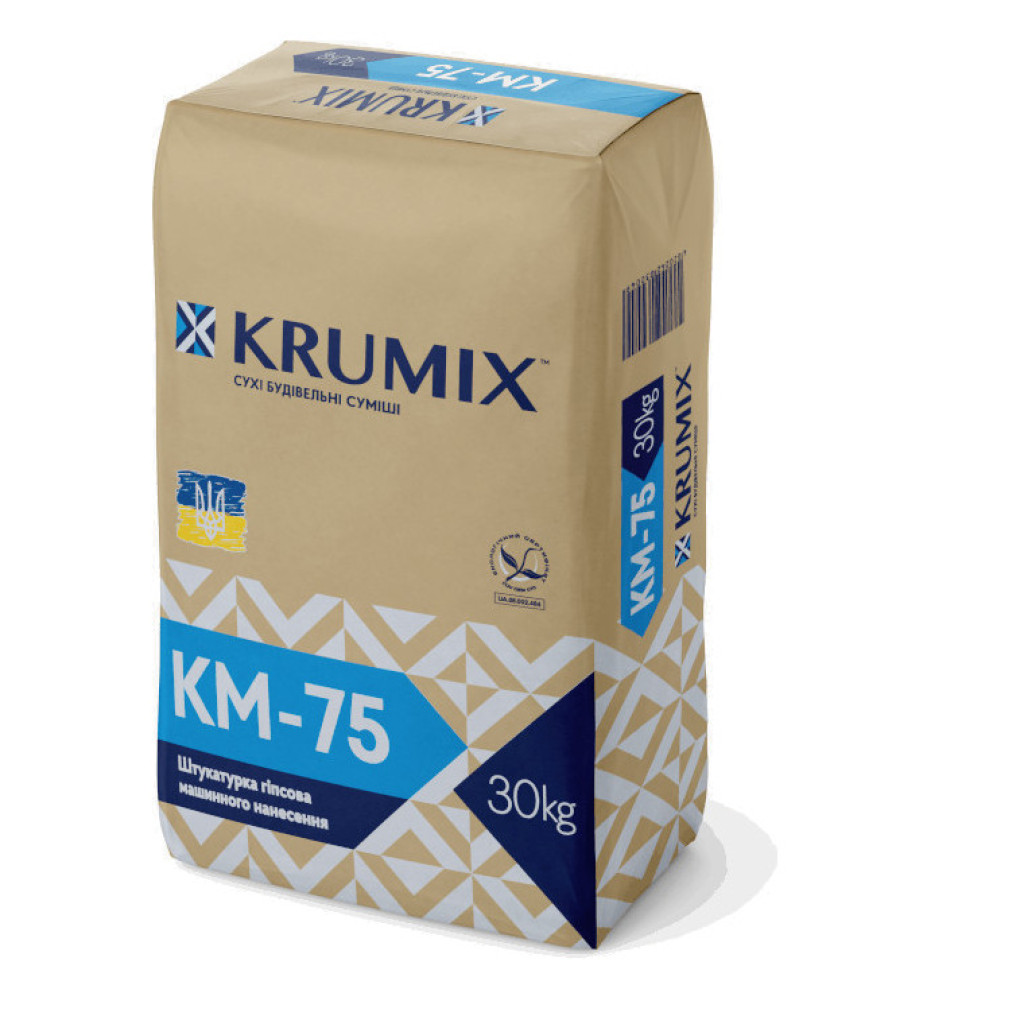 Krumix КМ-75 штукатурка гіпсова для машинного нанесення 30 кг. Крумікс