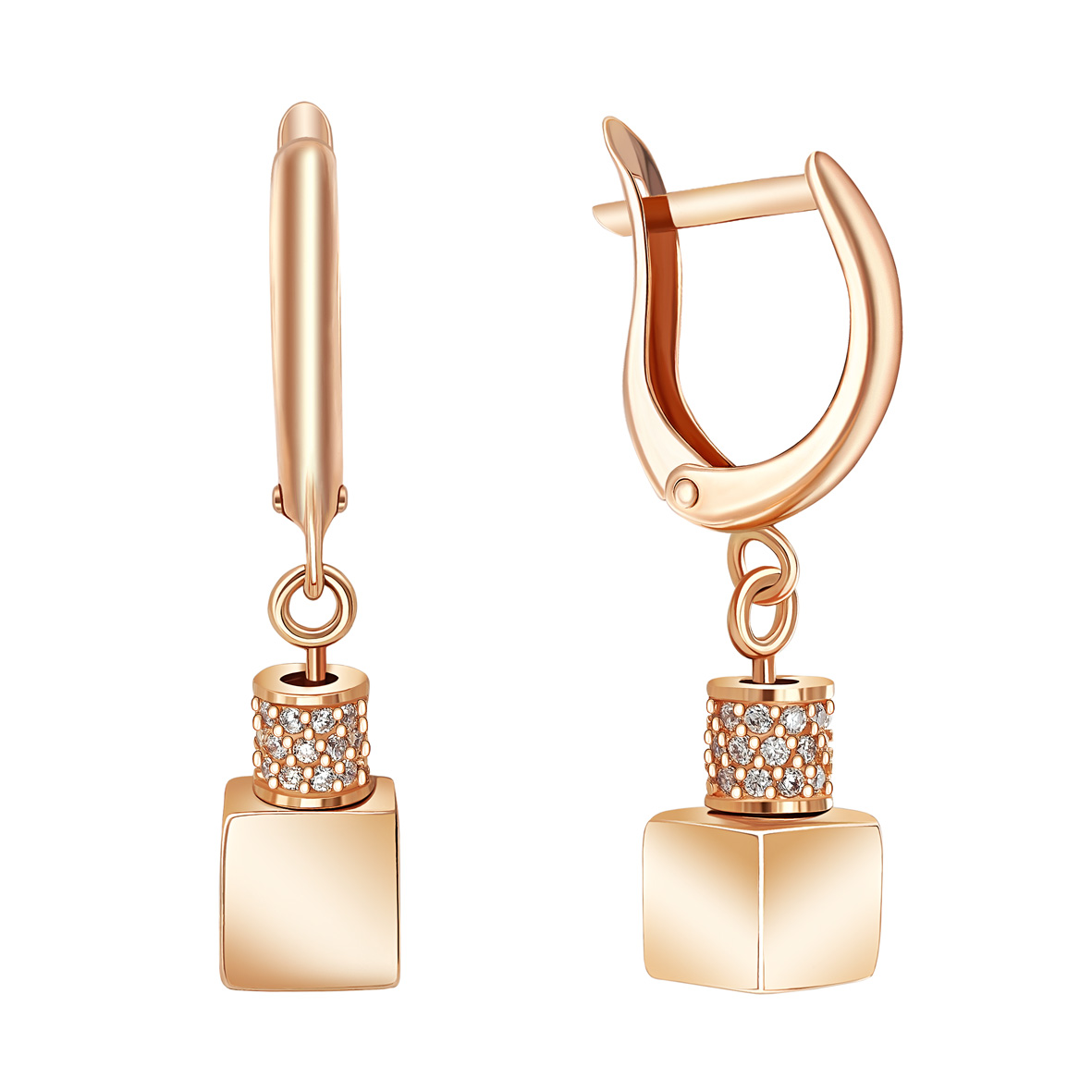 Golden Cube – Elegante Ohrhänger aus 585er Rotgold