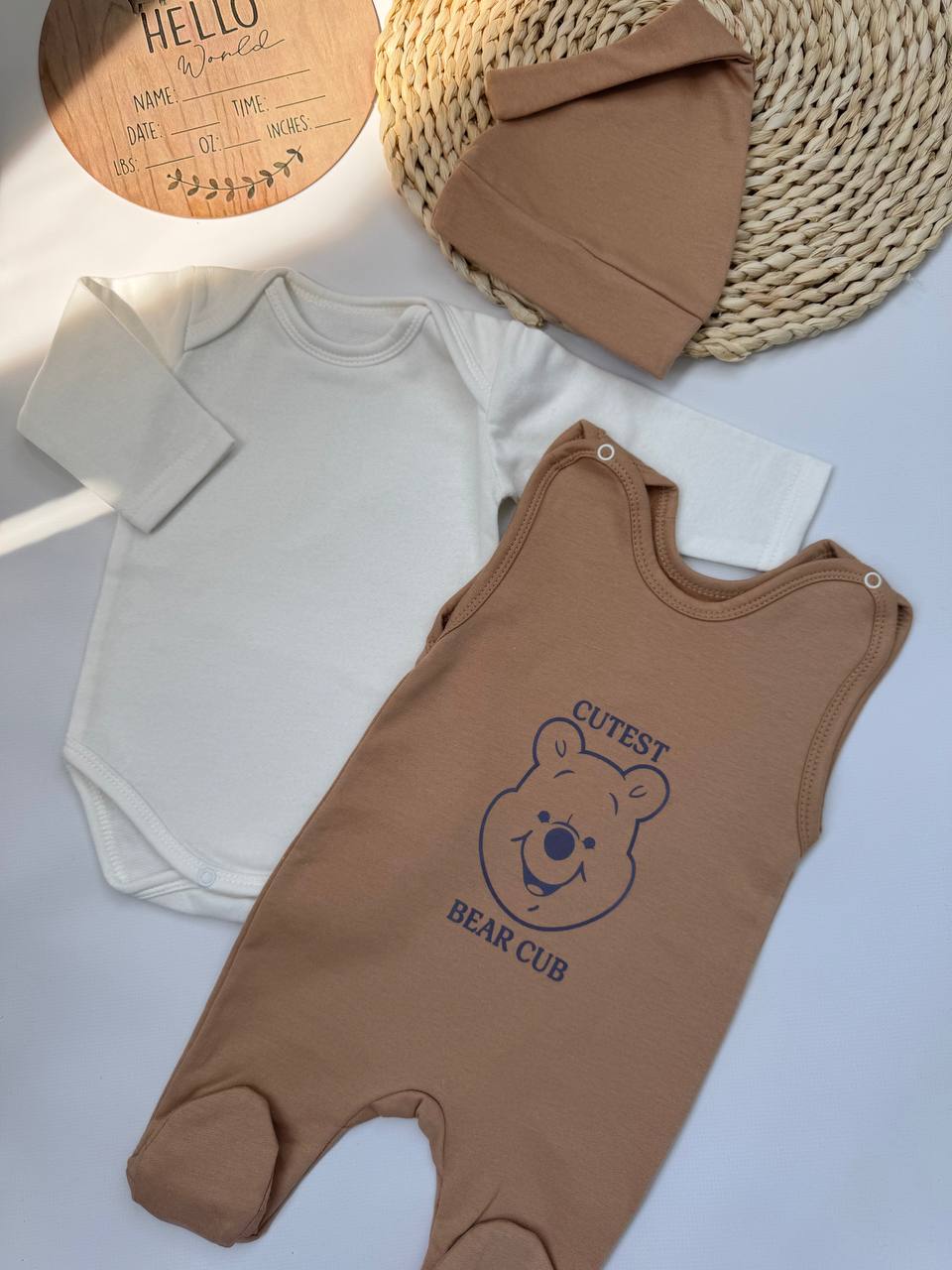 Теплий комплект для новонародженого з футеру