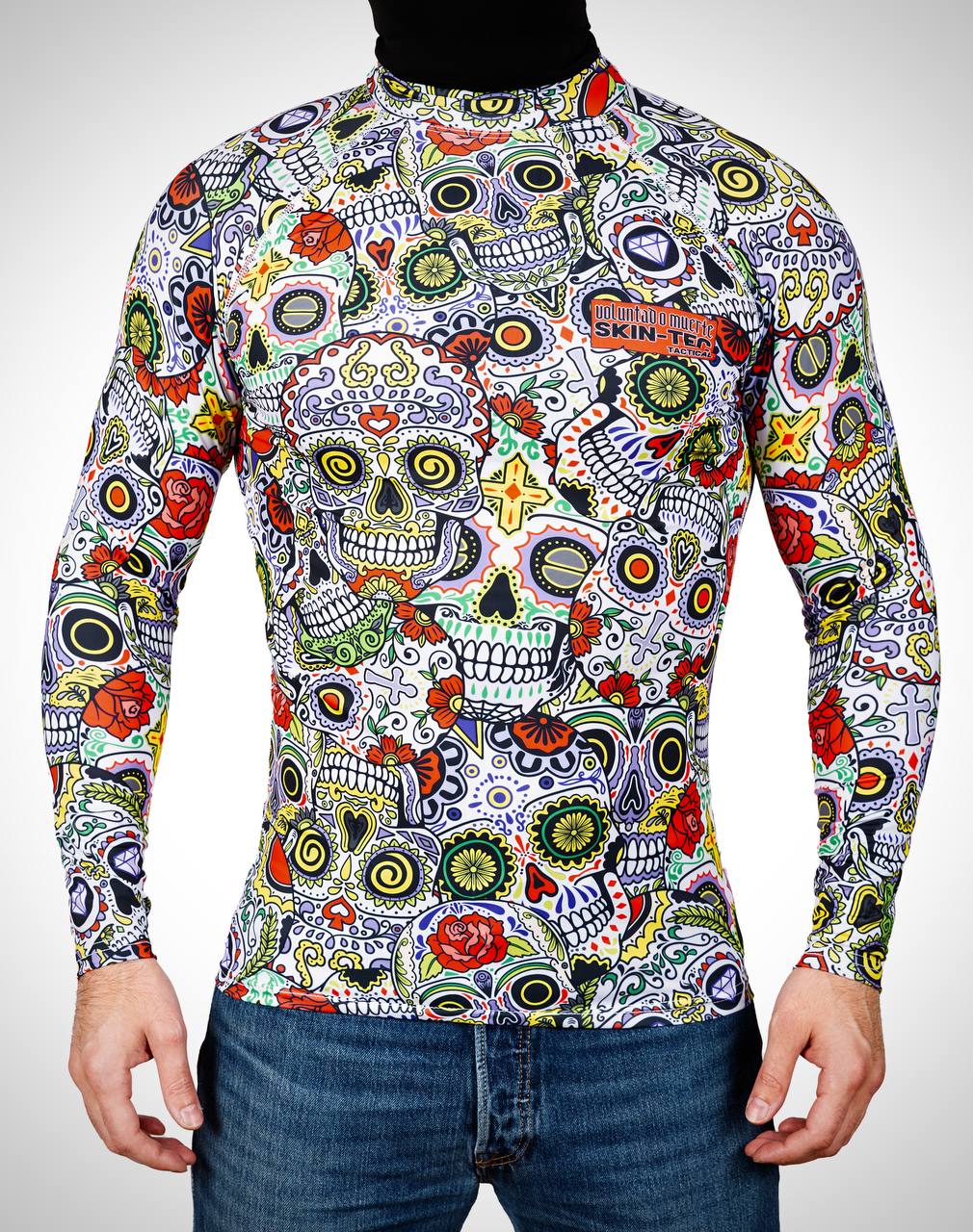 Тактичний рашгард "Santa Muerte" від українського бренду "SKIN TEC DIVISION".