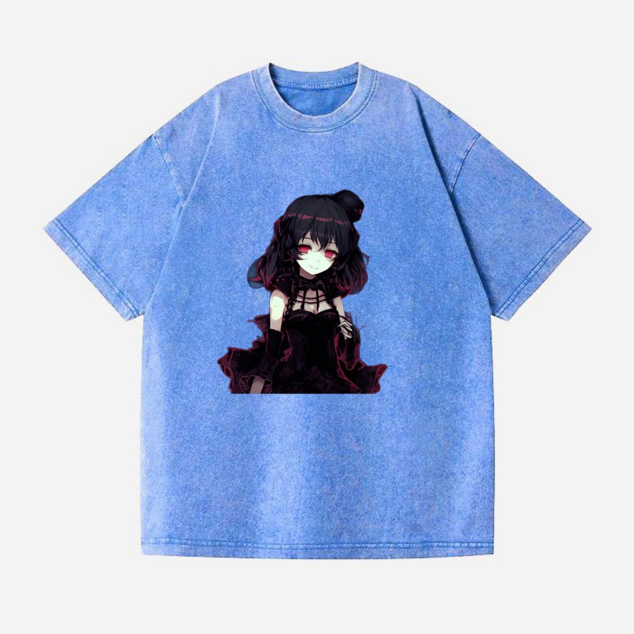 ФУТБОЛКА ОВЕРСАЙЗ ВАРЕНА БЛАКИТНА З ПРИНТОМ "АНІМЕ ДІВЧИНКА 1"