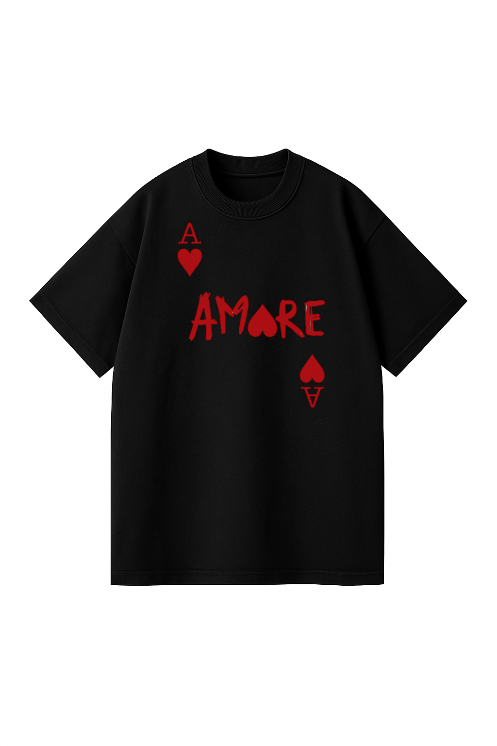 ФУТБОЛКА ОВЕРСАЙЗ ЧОРНА З ПРИНТОМ  "АМОРЕ"