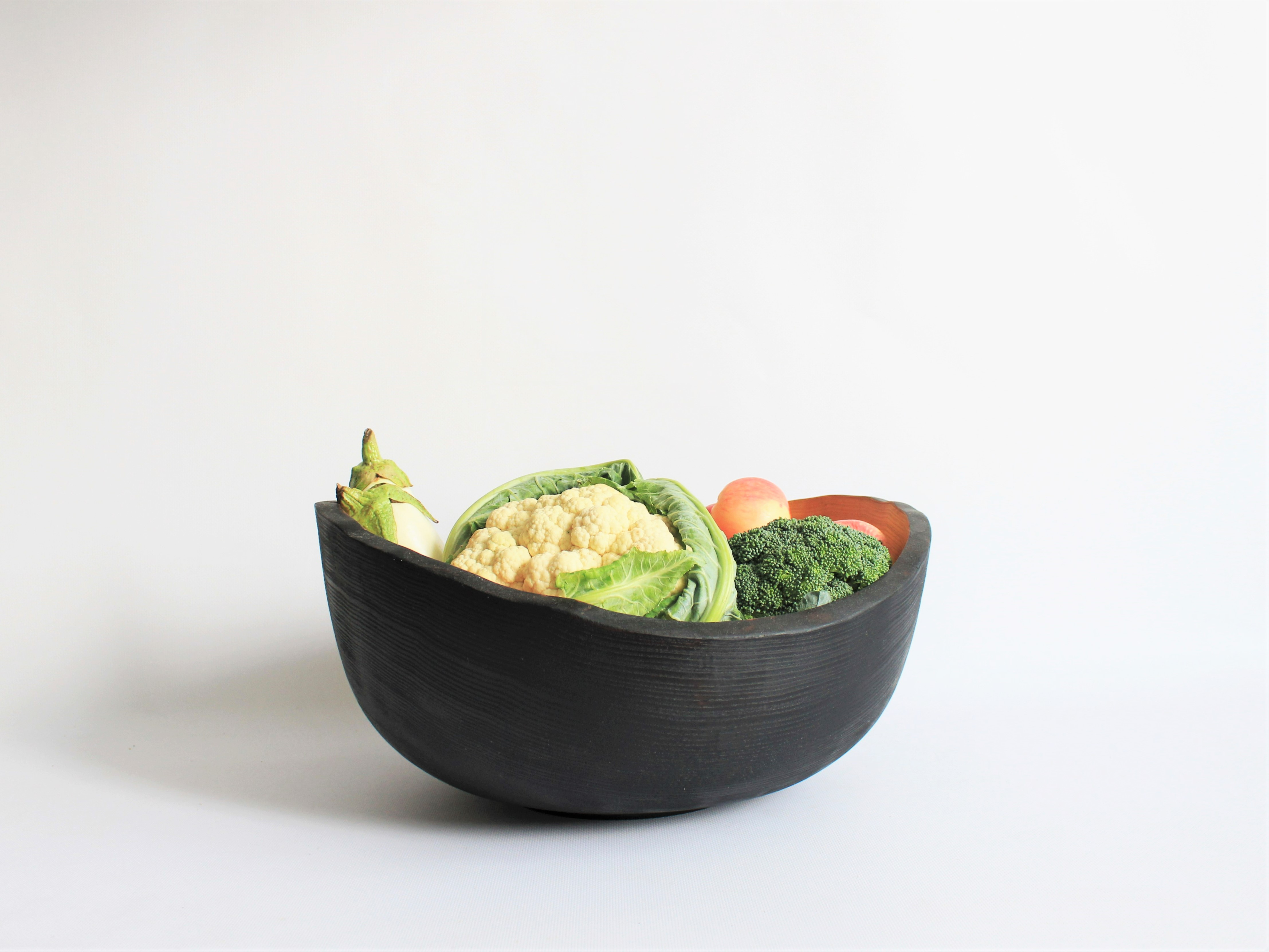 Large black  salad bowl with live edge