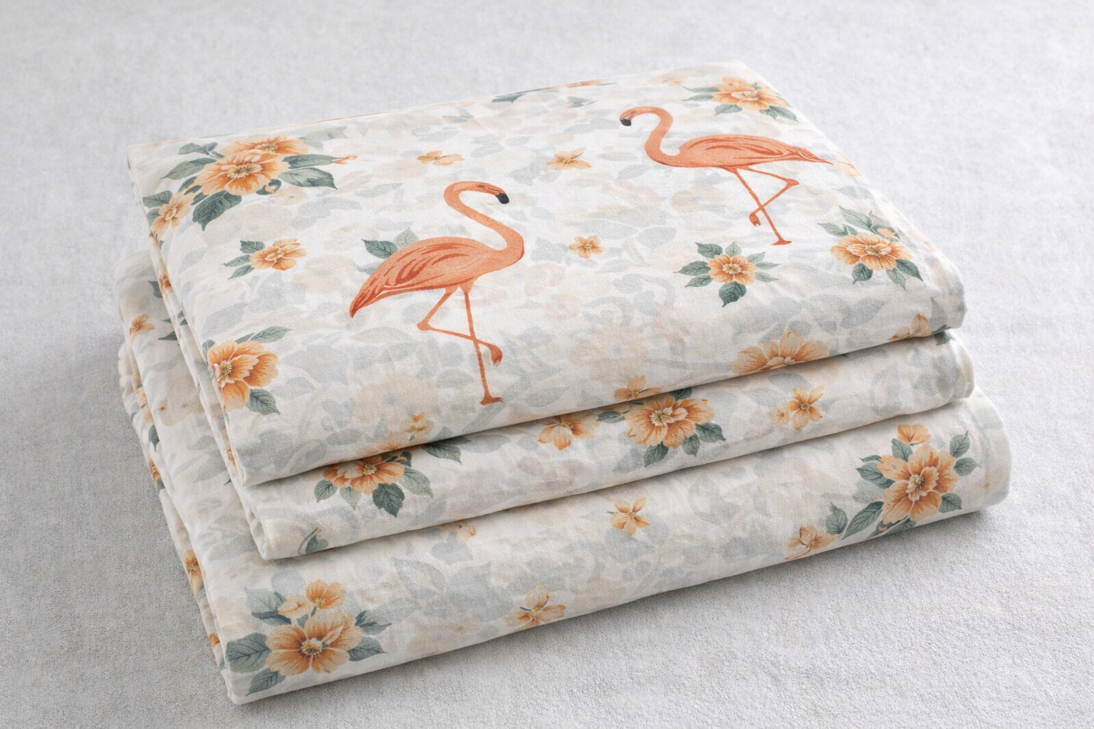 Підковдра  ранфорс принт "Фламінго, квіті"