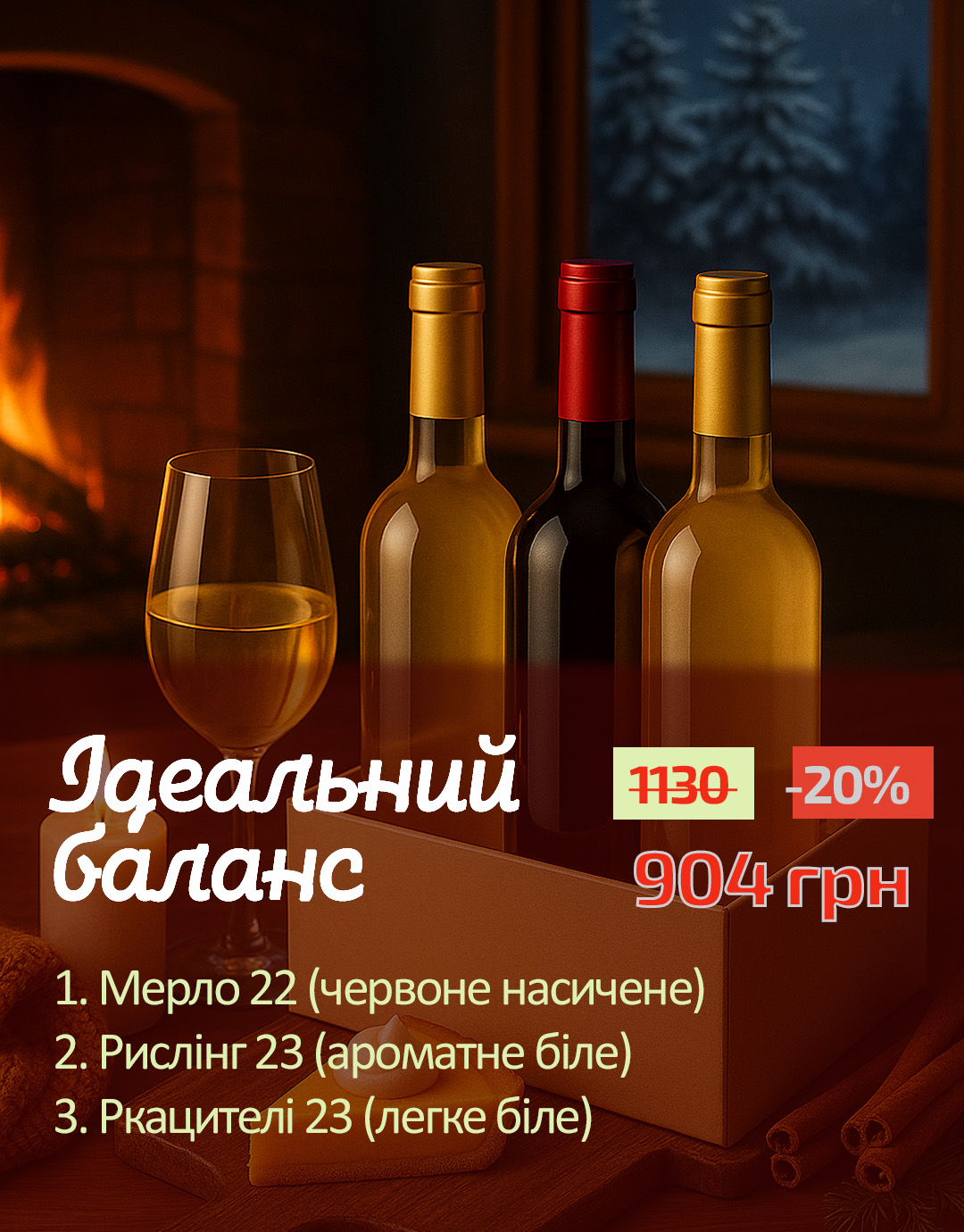 Сет "Ідеальний баланс": Ркацителі, Рислінг, Мерло