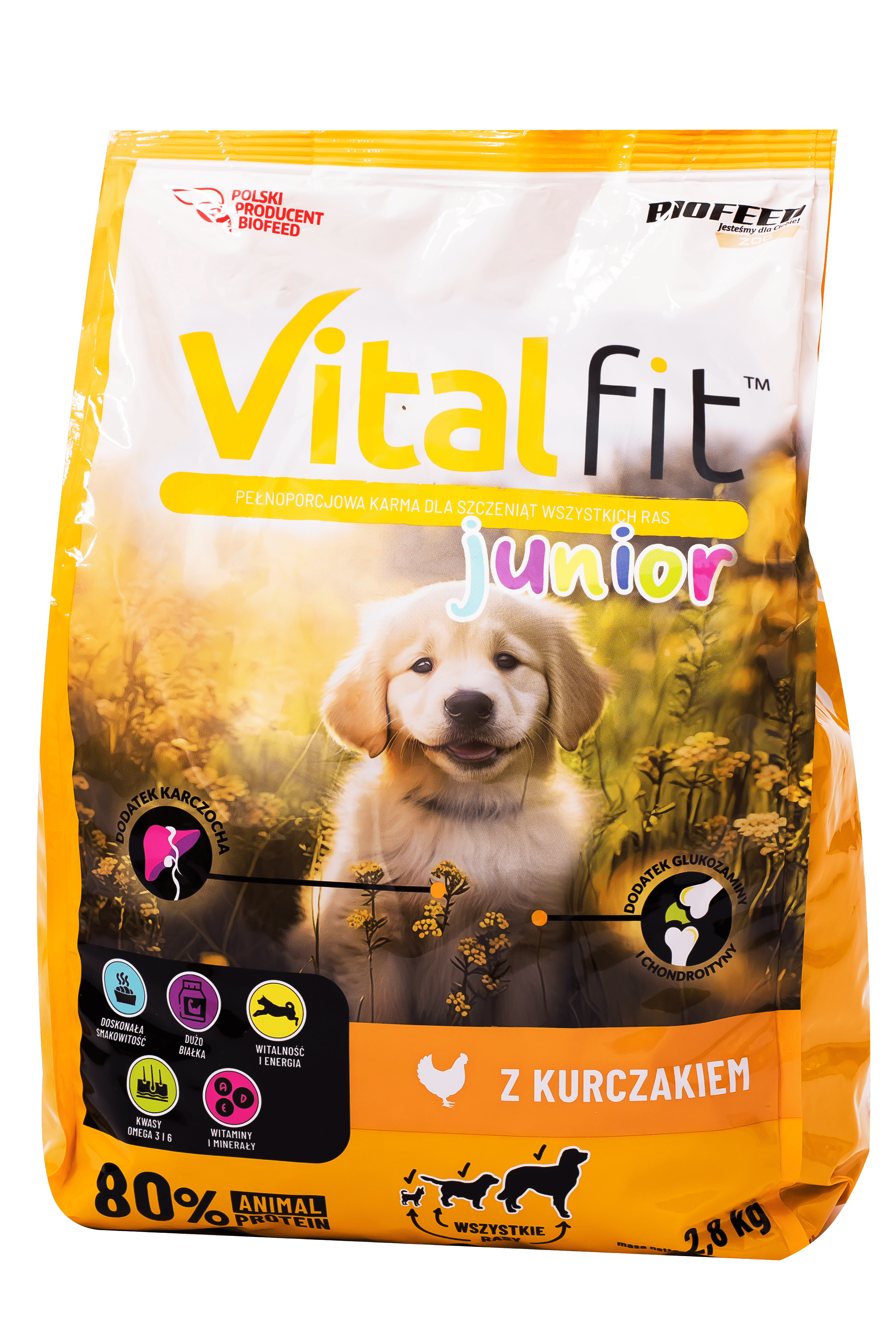 Повнораціонний корм Biofeed (Біофід) для собачат всіх порід з куркою VITAL FIT 2 (Вітал Фіт), 2,8кг