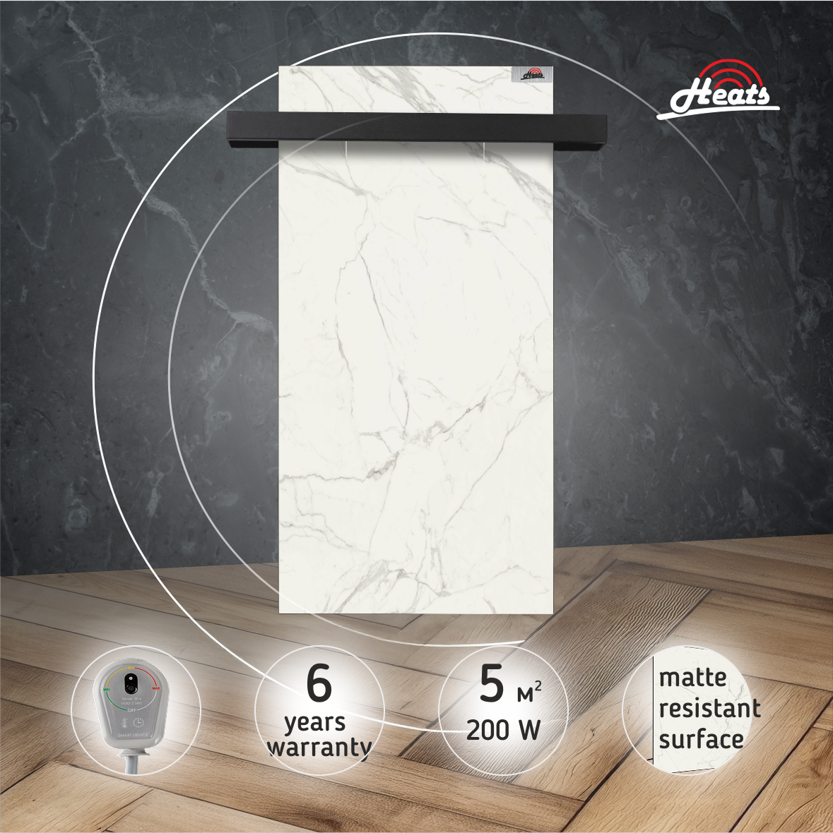 Towel Dryer Heats 200 Oro with Plug-in Thermostat