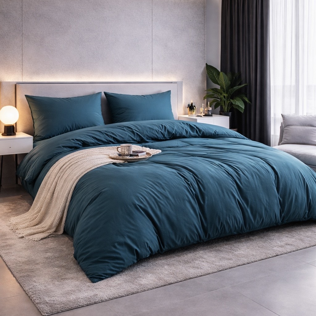 Постільна білизна з ранфорсу, колір Морська Хвиля