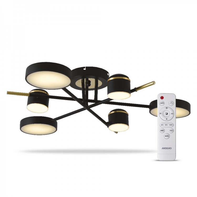 Світлодіодна люстра з пультом Ardero AL6122ARD STORIA 56W чорний золото