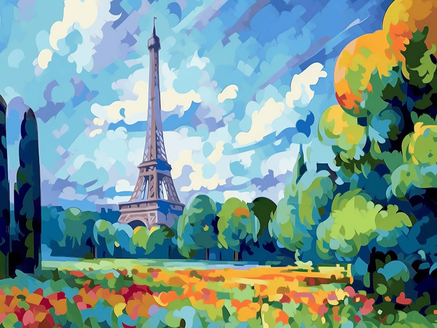 Champs Elysees II, 60x80 cm, original acrylic painting on canvas