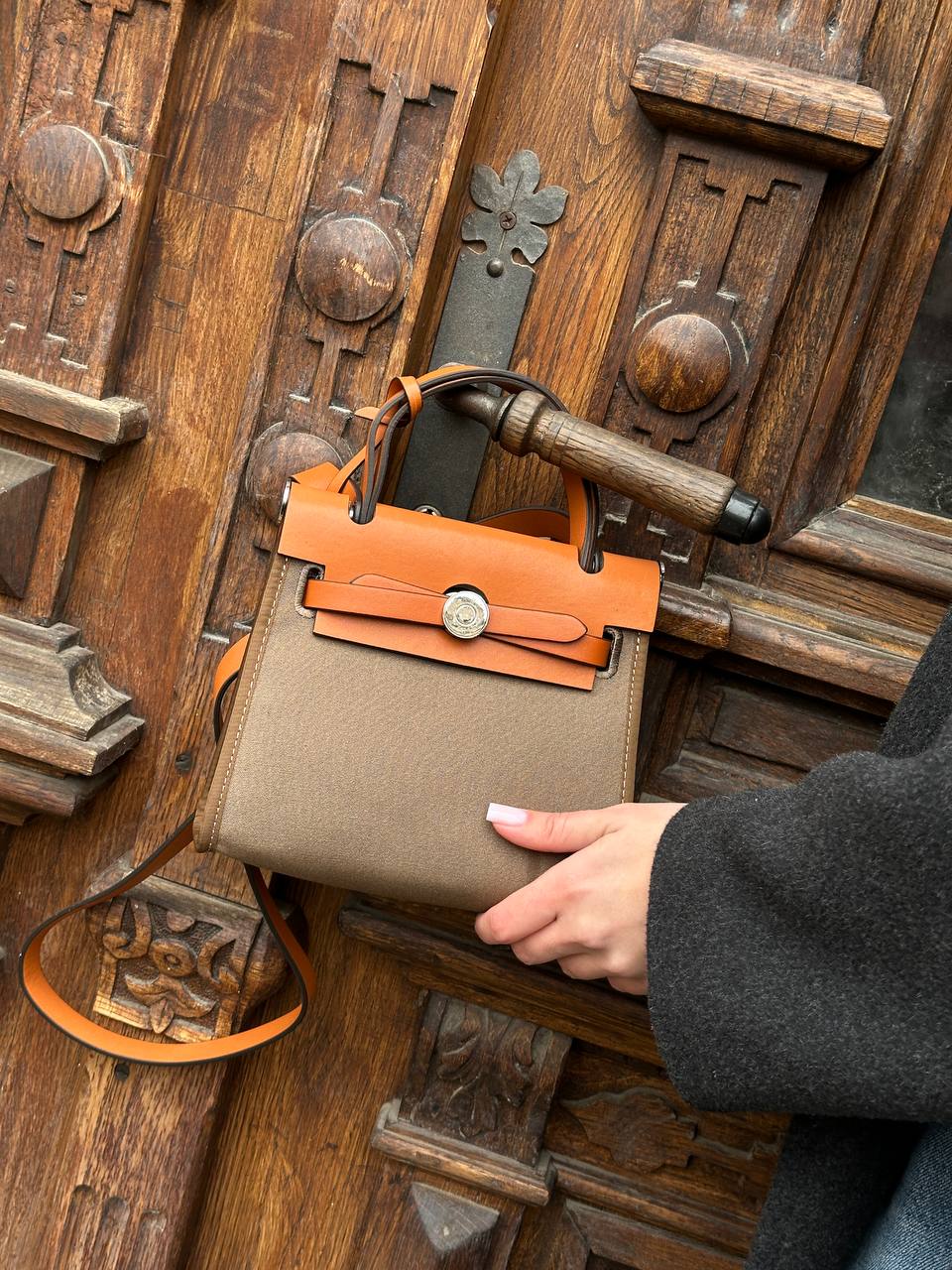 Hermes Herbag Zip 20 Bag Brown/Ginger