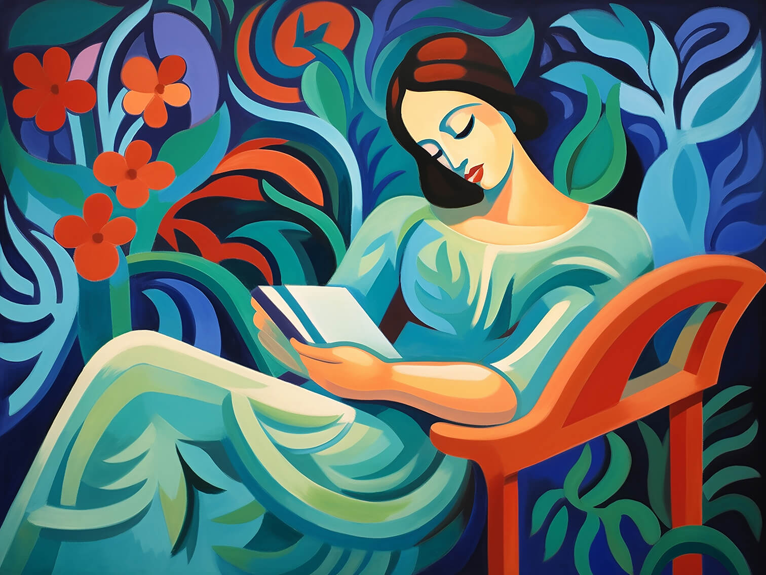 Venus with a book, 60x80 cm, original acrylic painting on canvas