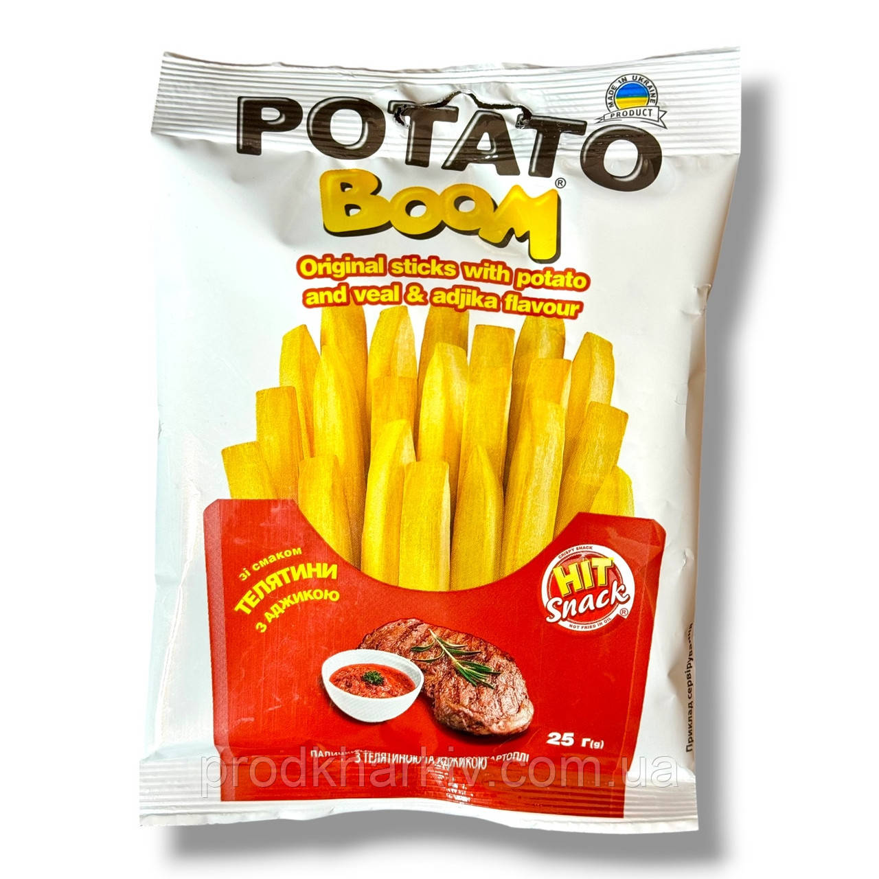 Хрусткі картопляні палички «Potato Boom» зі смаком телятина аджика, 25 г