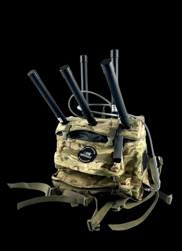 Носимий піхотний 5-діапазонний РЕБ-рюкзак "WARMAX 250-5.8 Mhz"  з колінеарними антенами.Носимий піхотний 5-діапазонний РЕБ-рюкзак "WARMAX 250-5.8 Mhz"  з колінеарними антенами.
