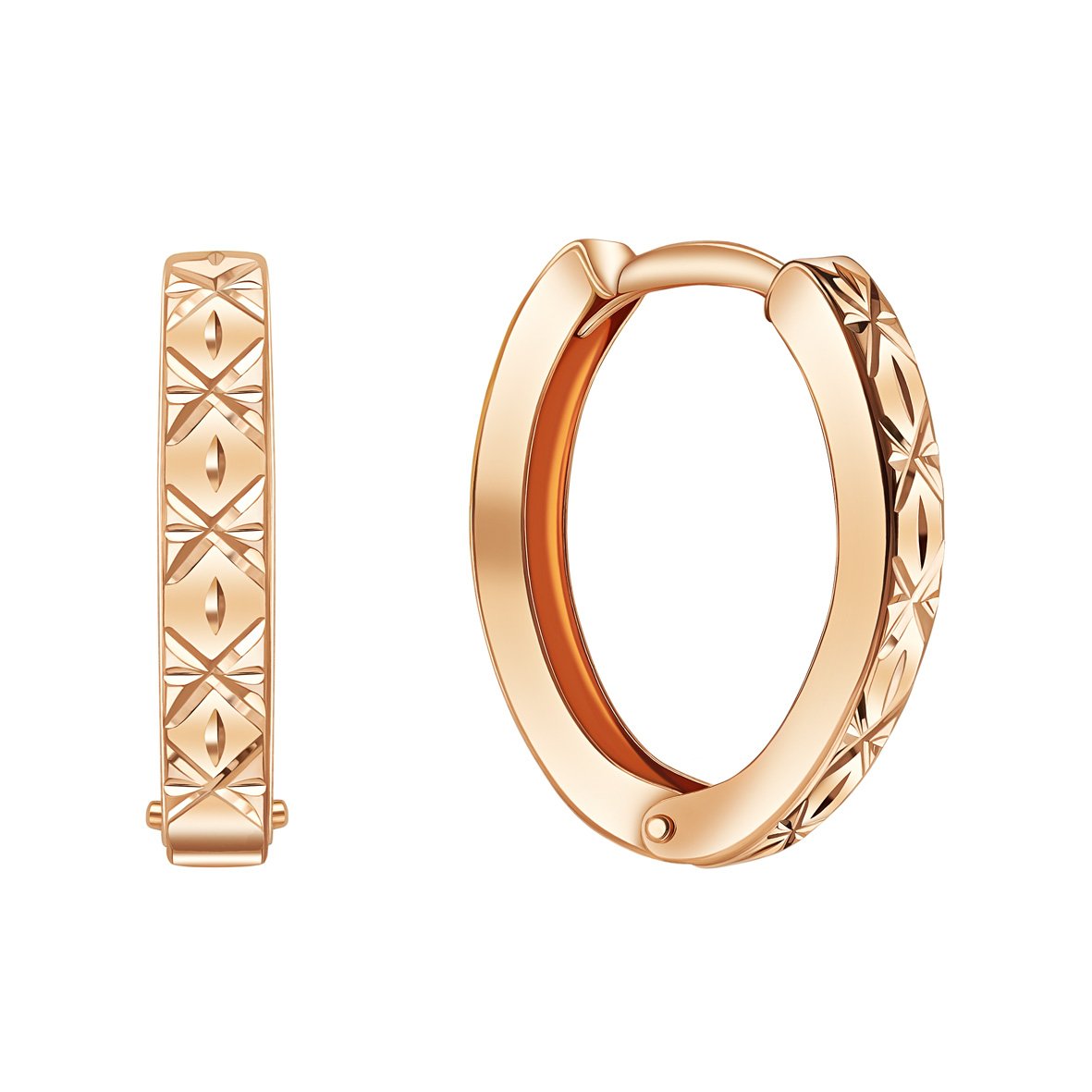 Goldene Creolen „Golden Diamond Cut“ – 585er Rotgold mit Diamantschliff