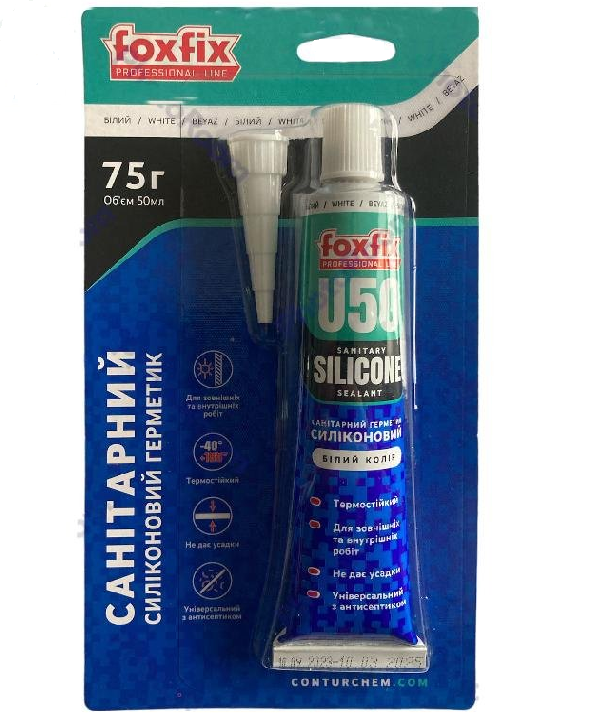 Силіконовий герметик FOXFIX U50 50ml САНІТАРНИЙ БІЛИЙ