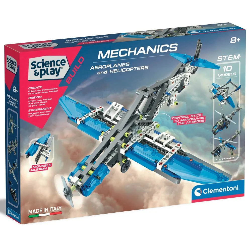 Конструктор 10 в 1 Clementoni "Aeroplanes & Helicopters", серія "Science & Play", 200 деталей