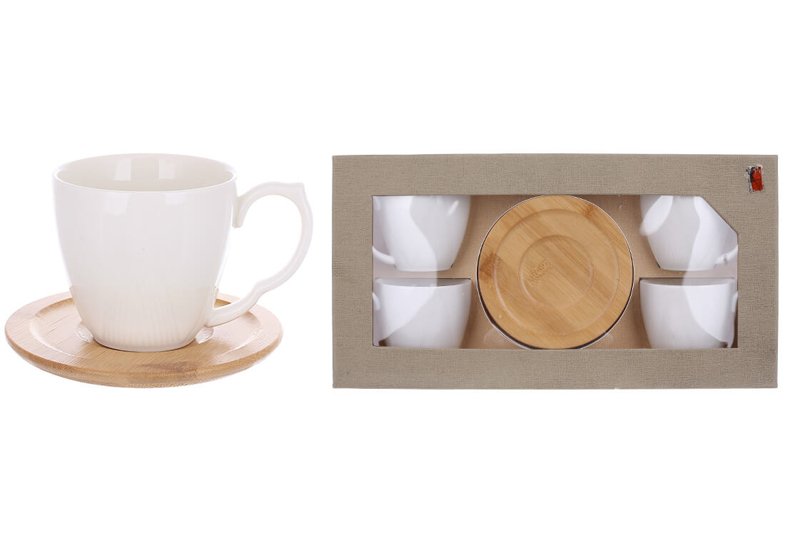 Набір порцелянових чашок з бамбуковими блюдцями Grace