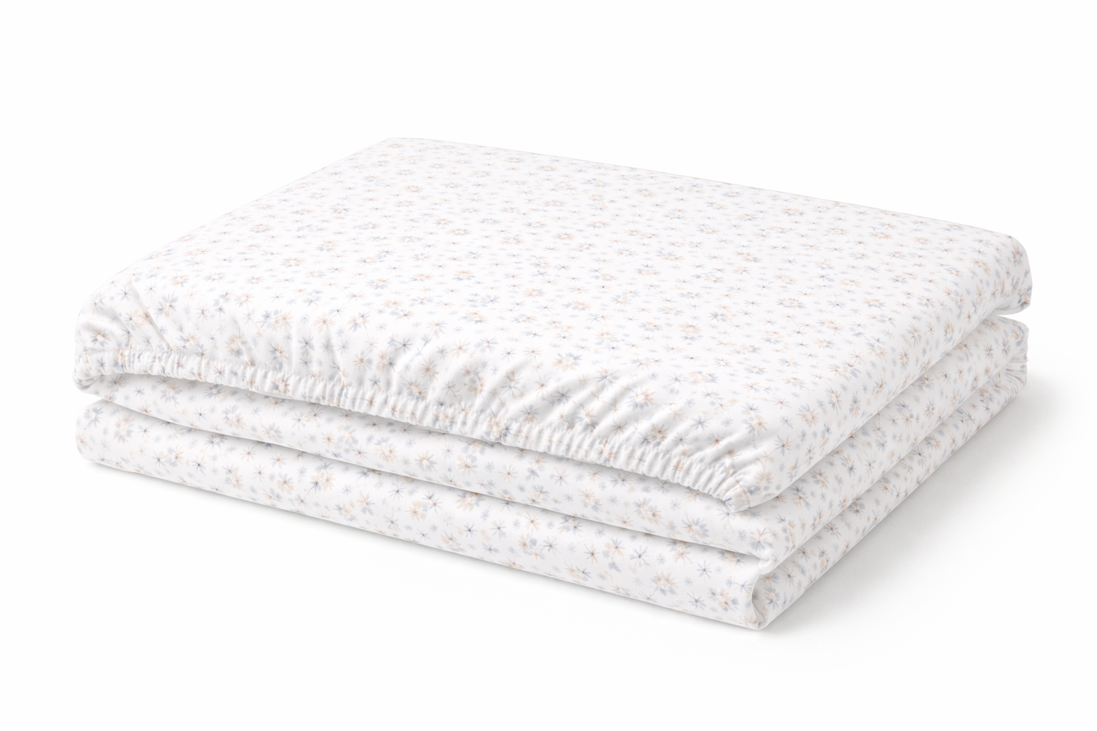 Простирадло на гумці ранфорс принт "Дрібні рожеві  квіти на білому"