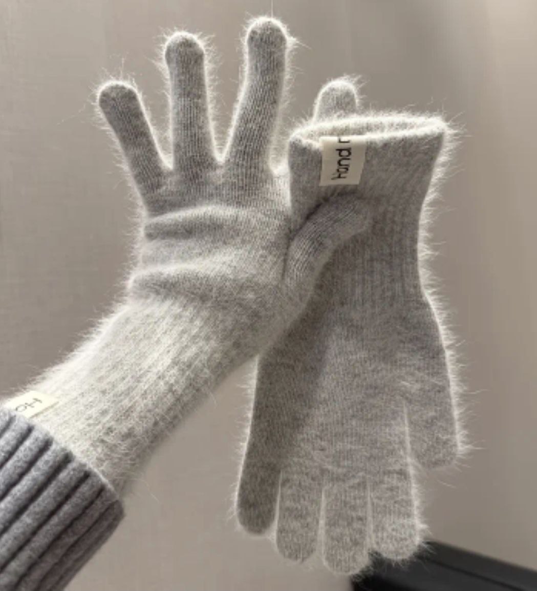 Рукавички ангора сірі