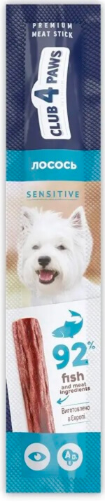 Клуб 4 лапи М’ясна паличка преміум для собак з чутливим травленням: ЛОСОСЬ