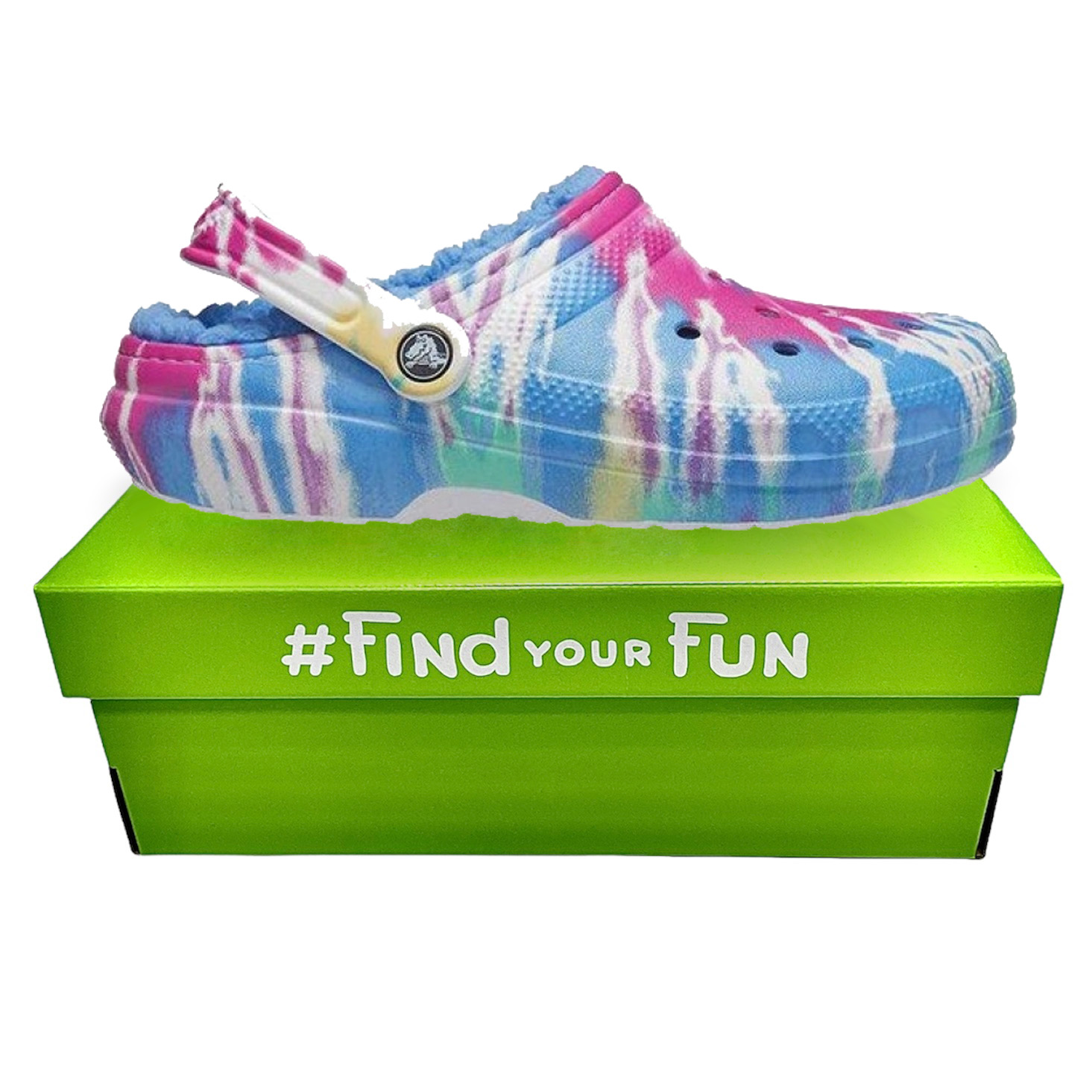 Crocs Classic Lined Tie Dye Сабо Крокси чоловічі / жіночі утеплені мультиколір / блакитні