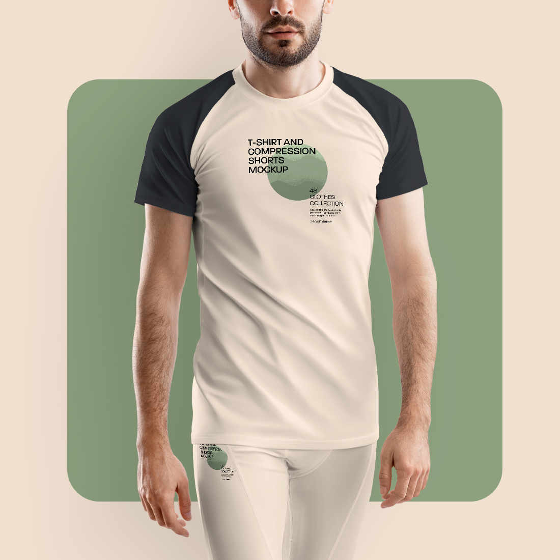 7 Men`s Mockups Compression Shorts and T-Shirt