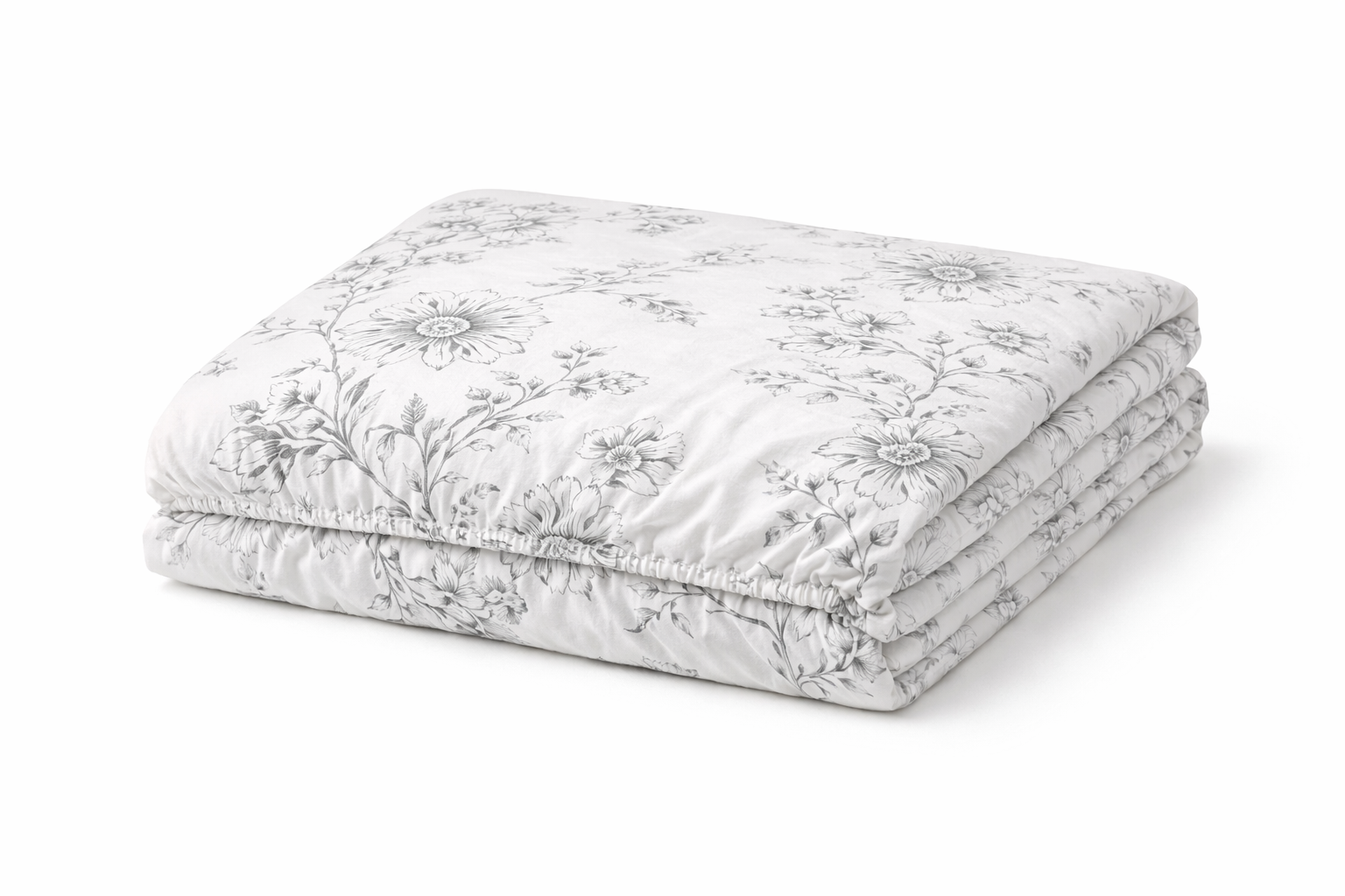 Простирадло на гумці ранфорс принт "Чорні квіти на білому "