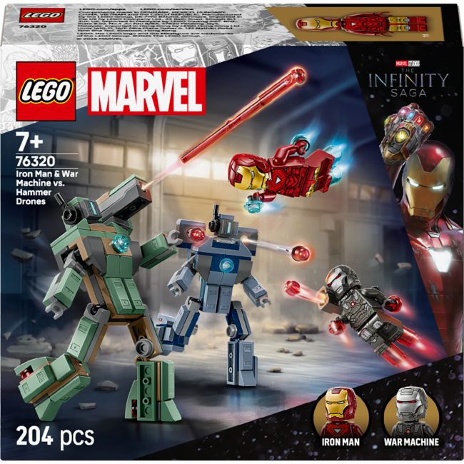 Конструктор LEGO Marvel Залізна людина та Бойова Машина проти Хаммер Дронів (76320)