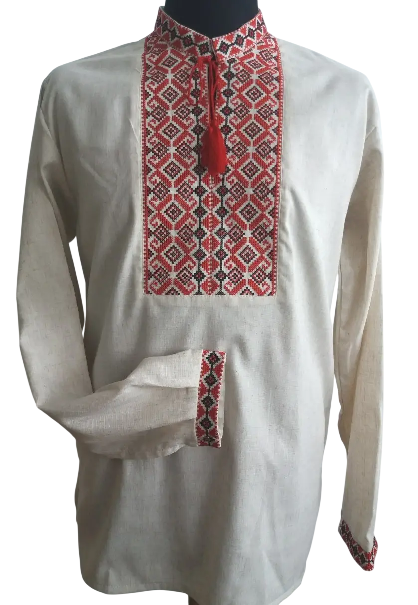 Вишита чоловіча сорочка сірий льон