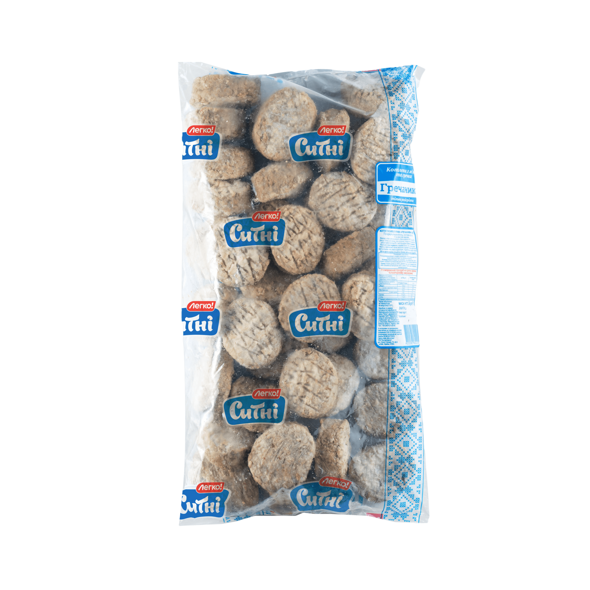 Котлети з м'яса та гречки "Гречаники" зам ( ваг, проз пакет 3 кг)