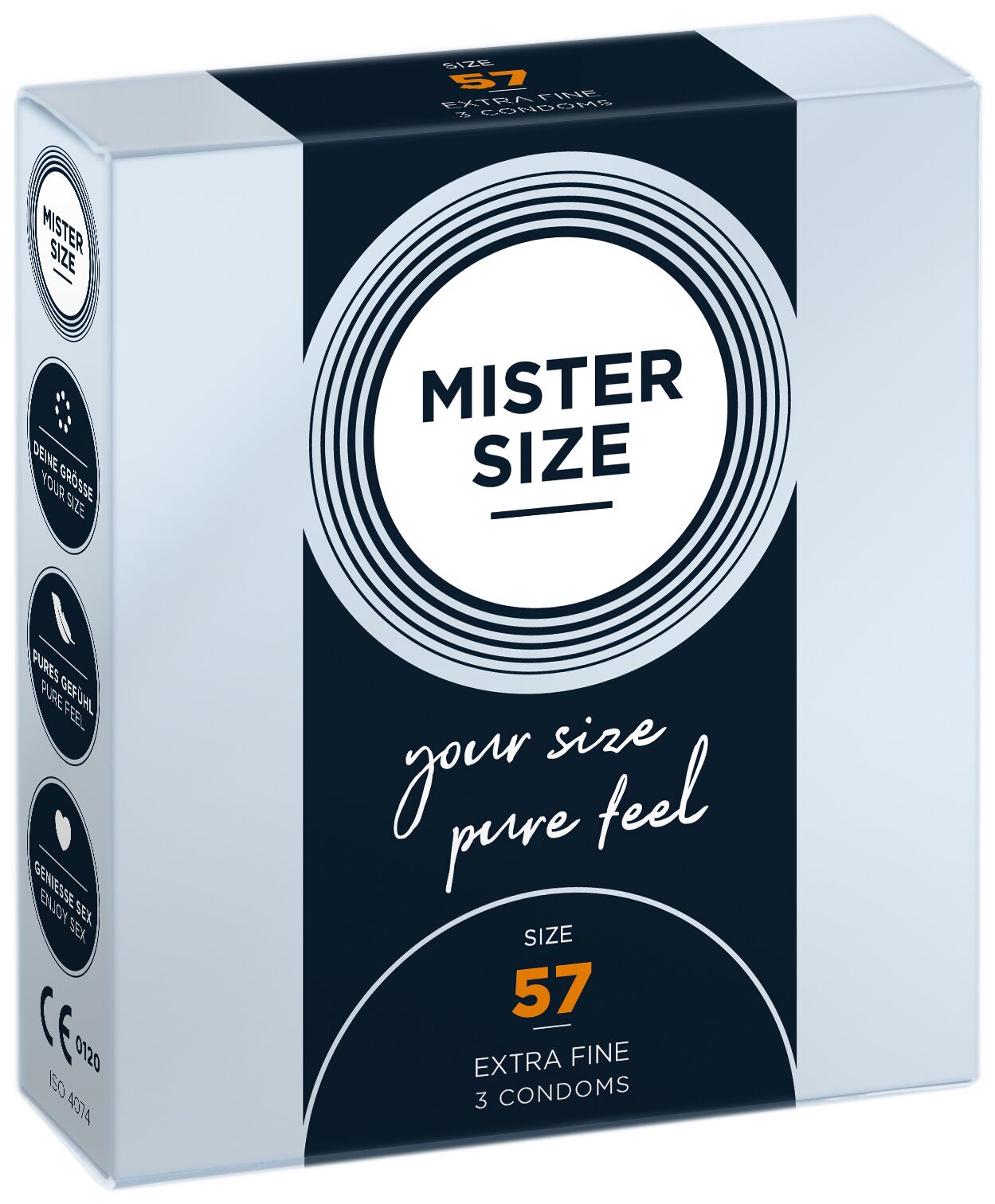 Презервативи Mister Size - pure feel - 57 (3 condoms), товщина 0,05 мм