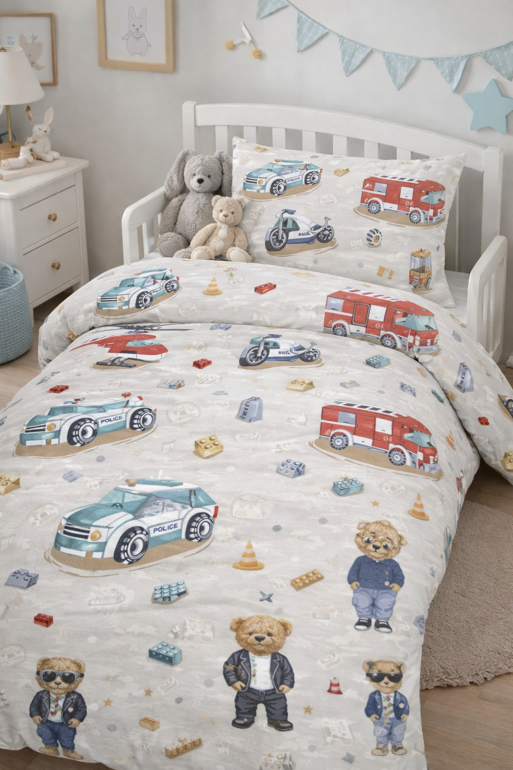 Постільна білизна для хлопчиків ранфорс прінт  "Пожежні машини"
