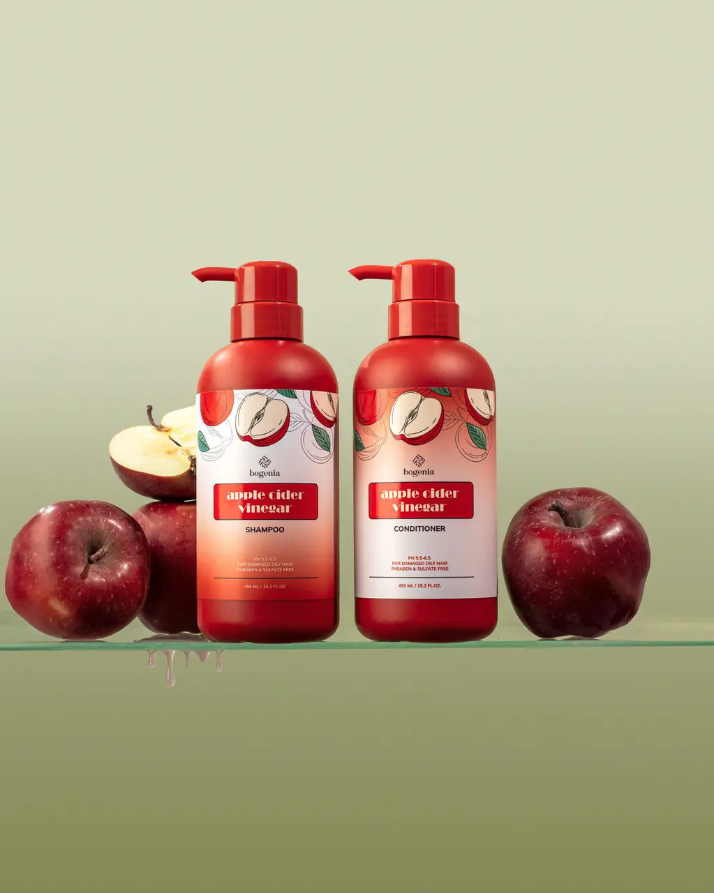 Набір 2в1: шампунь та кондиціонер для волосся Bogenia Apple Cider Vinegar