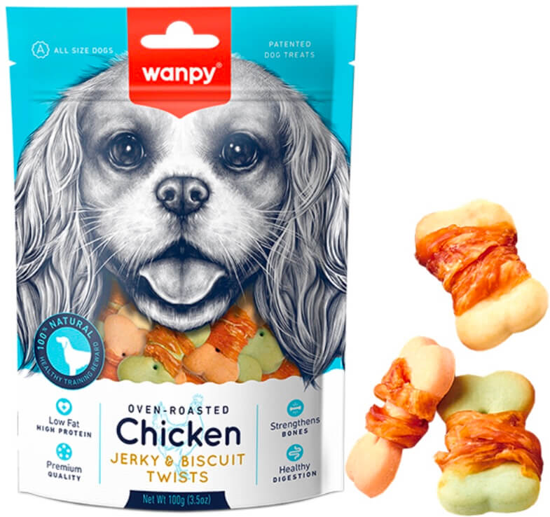 ВАНПІ БІСКВІТ З В’ЯЛЕНОЮ КУРКОЮ печиво, ласощі для собак 0.1 кг.