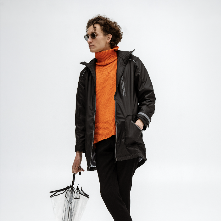 Black Designer Raincoat for Men