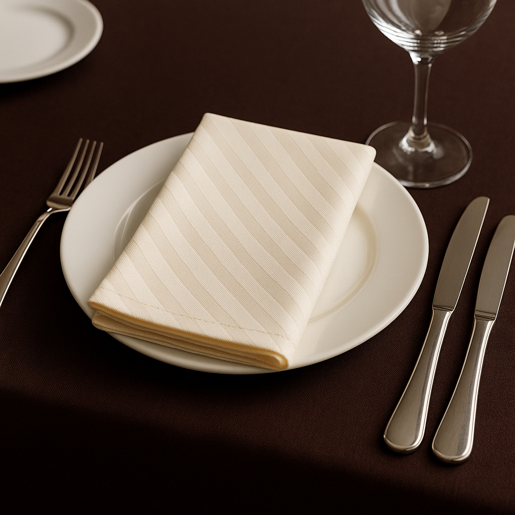 Серветки на стіл із страйп сатіну "Пряжене молоко"