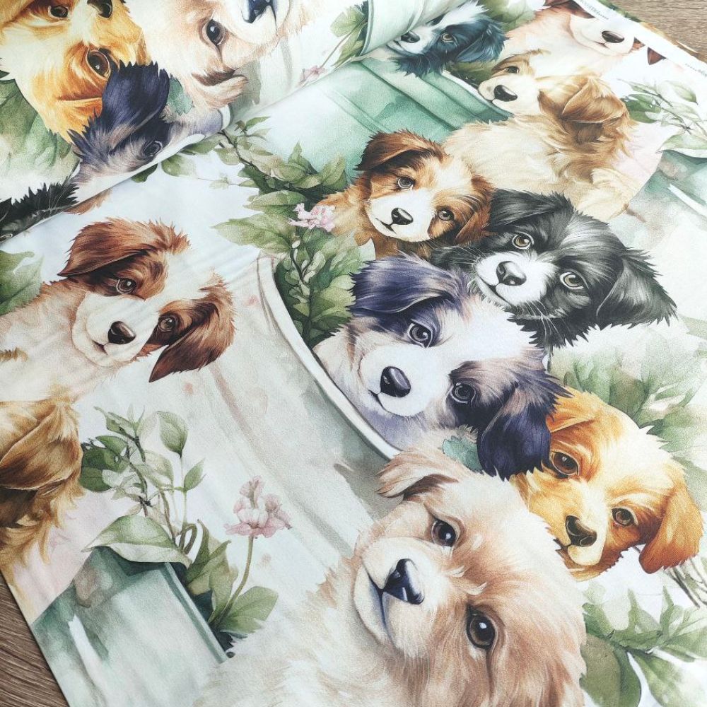 Тканина Поплін Діджитал друк - Цуценята