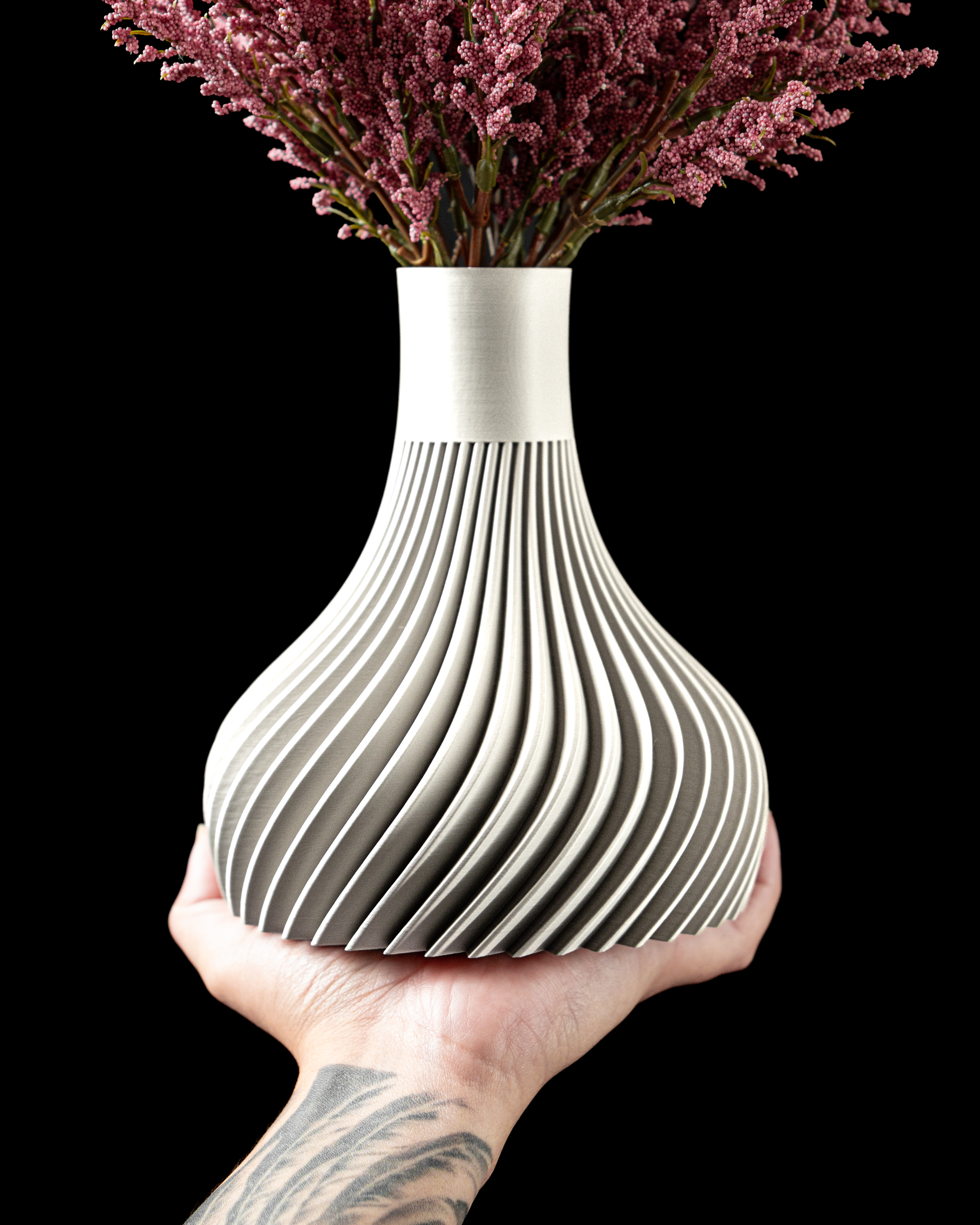 Ridged Flower Vase – Modern 3D Printed Vase