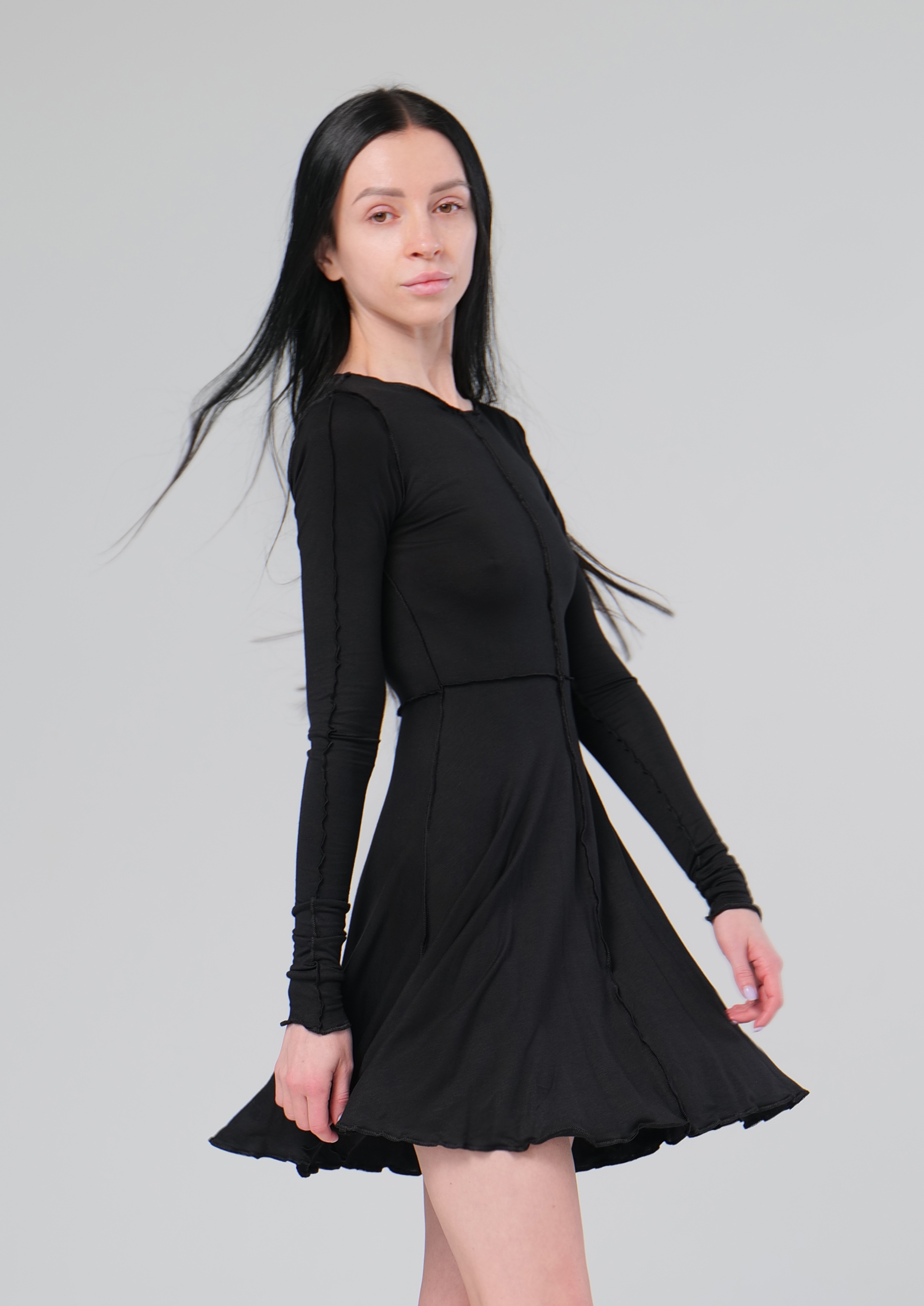 Сукня міні з рукавом (кльош) (Second Skin collection)