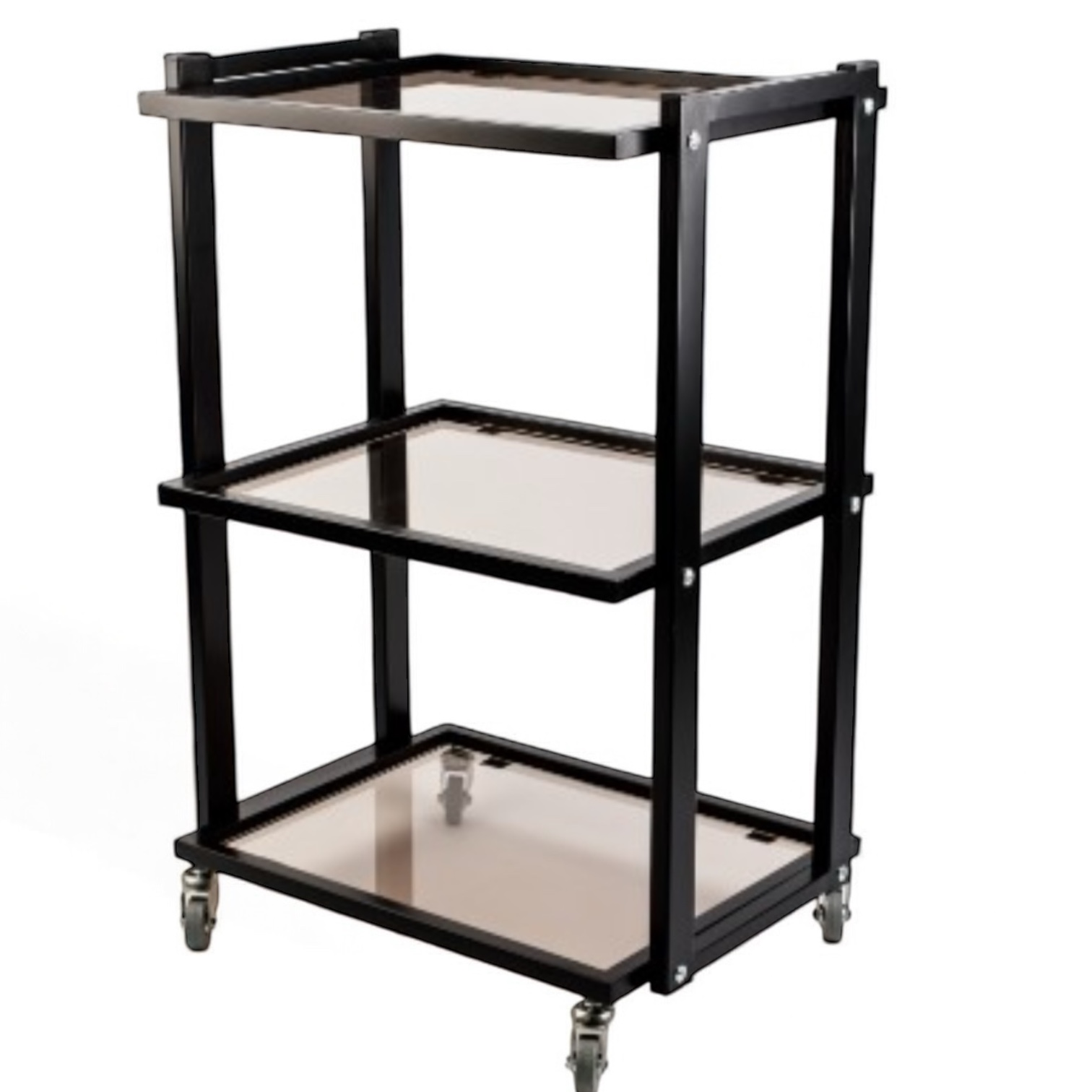 Візок косметологічний маніпуляційний з трьома полицями,чорний