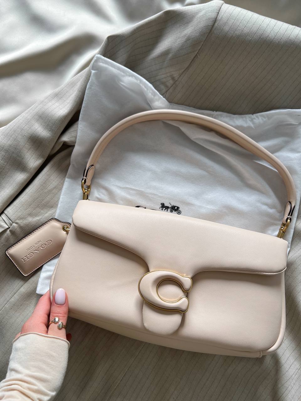 Coach Pillow Tabby 26 Leather Shoulder Bag Cream