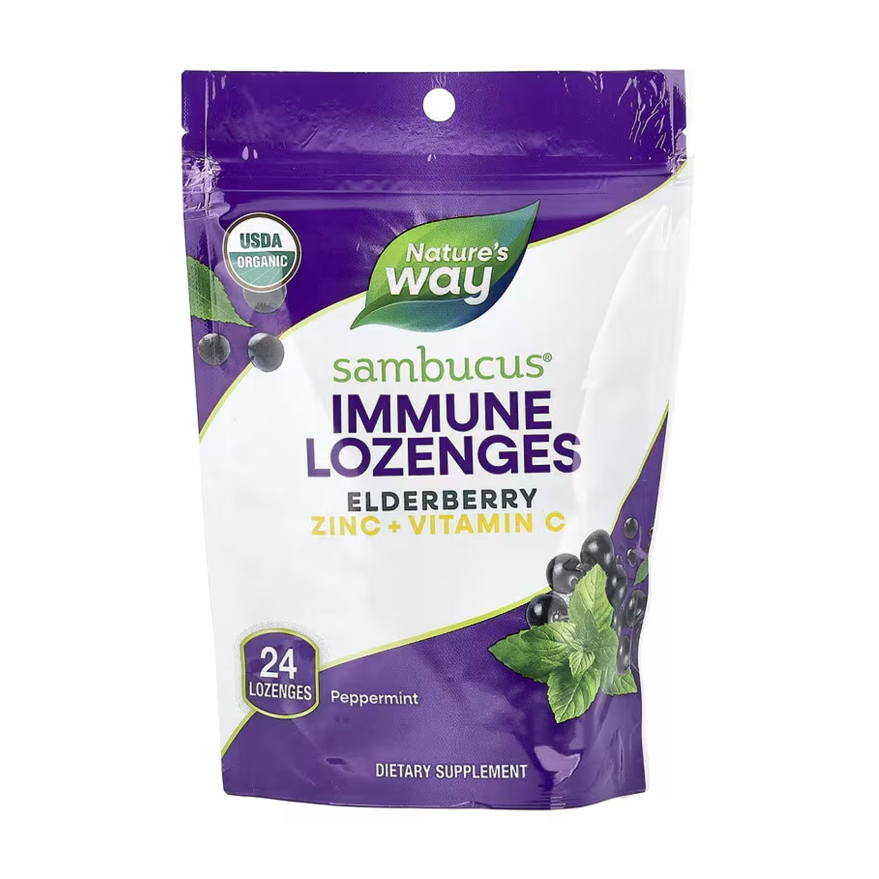 Льодяники з бузиною, Sambucus Organic Lozenges Mint - 24 cnt