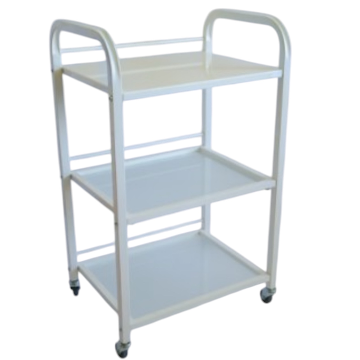 Візок косметологічний маніпуляційний на 3 полиці, білий, полиця метал