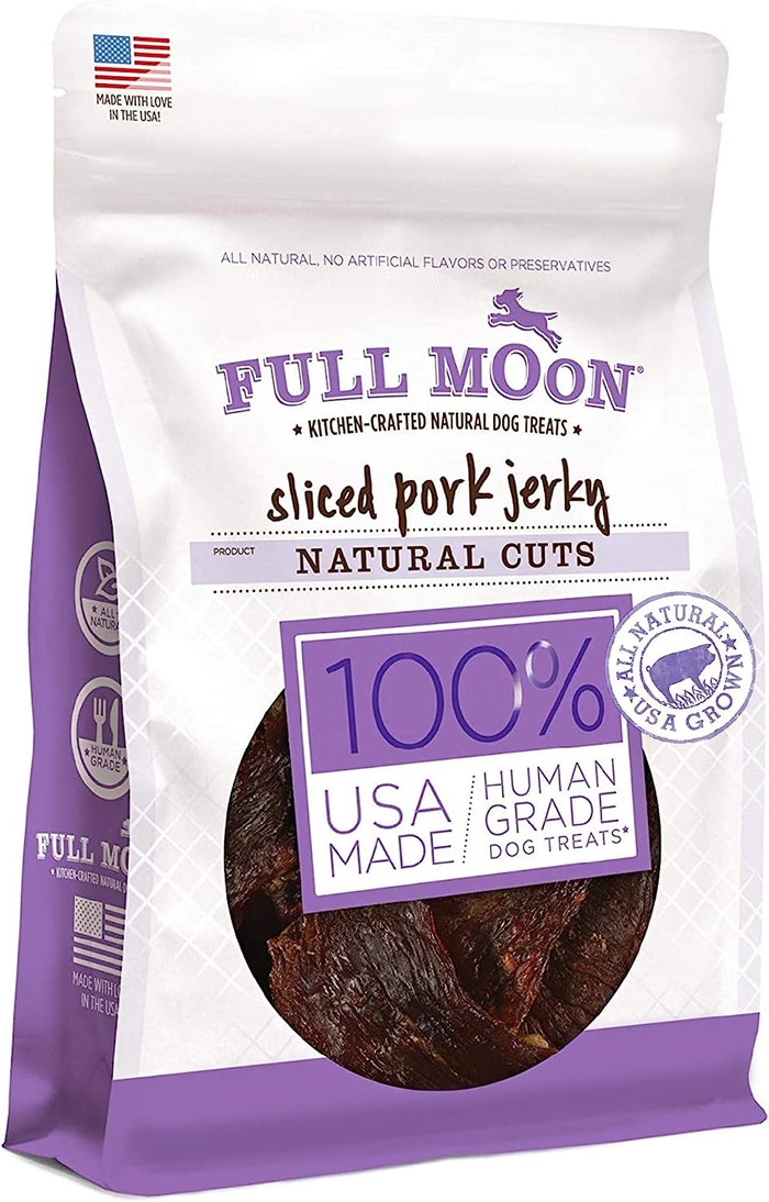 Full Moon Natural Cut Pork Jerky Healthy All Natural Dog Treats Human Grade Grain Free 10 oz