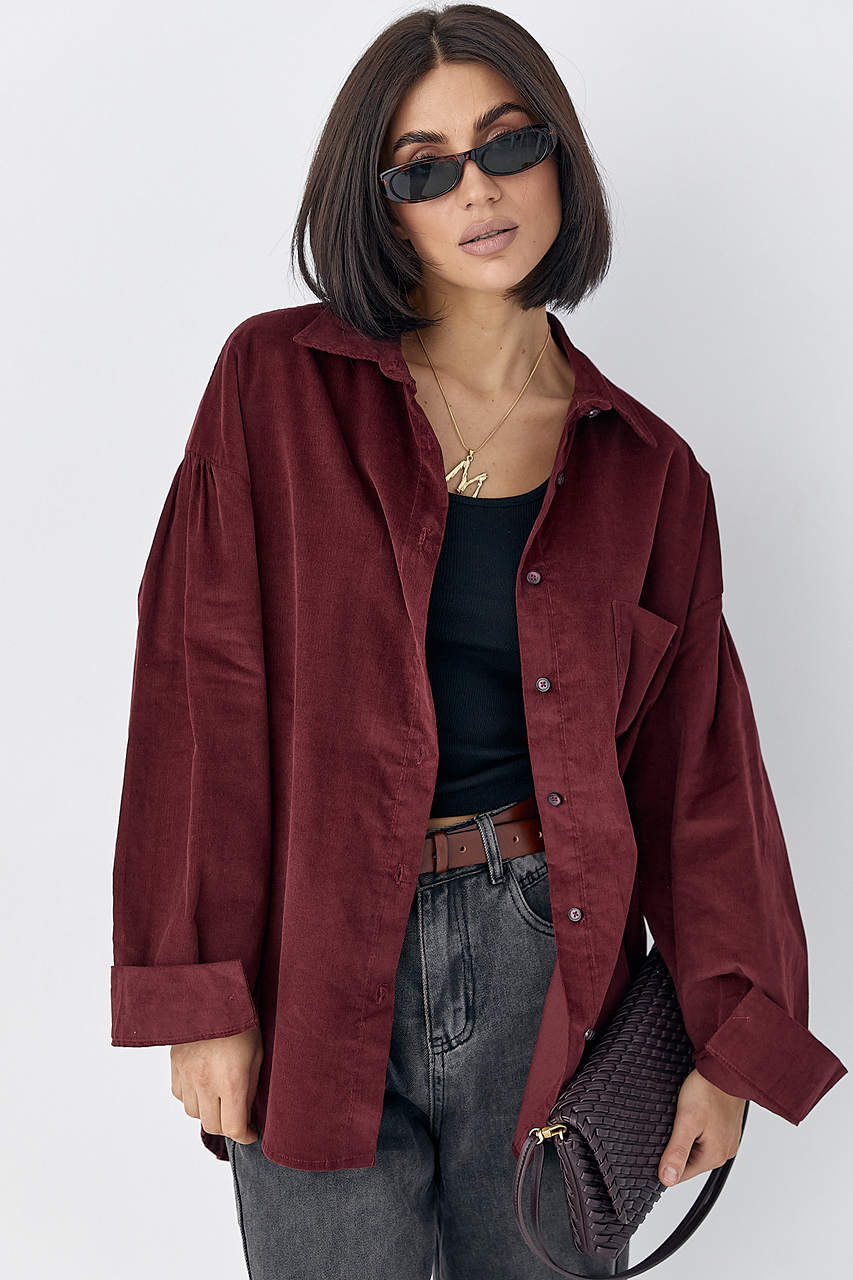 Жіноча вельветова oversize сорочка (one size)