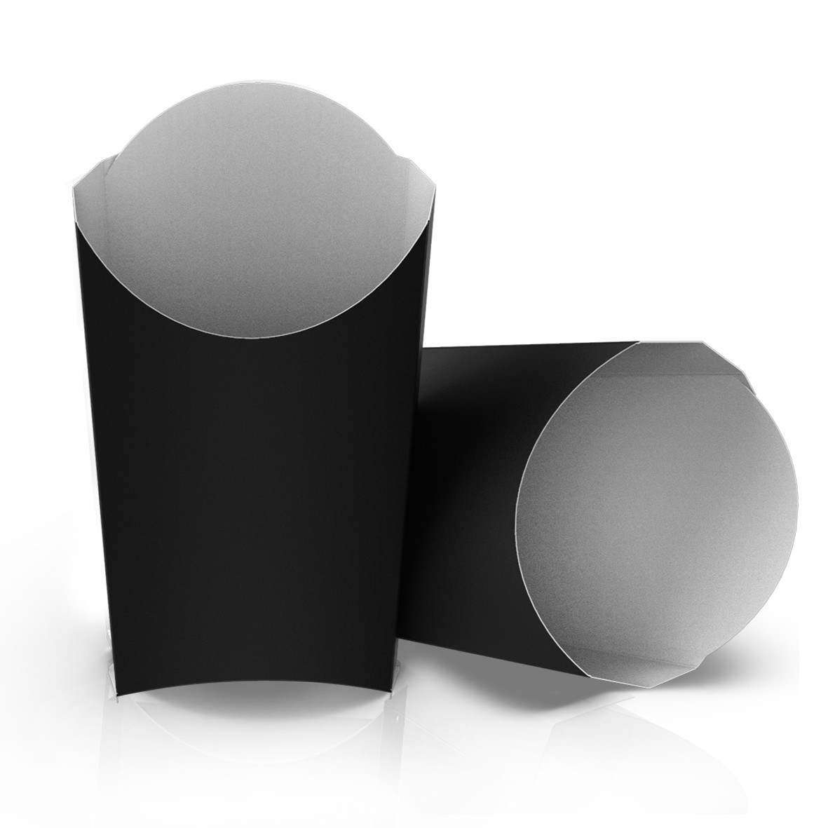 Коробка паперова для картоплі фрі, черная/біла, максі, 90х145х106 мм, 265 гр