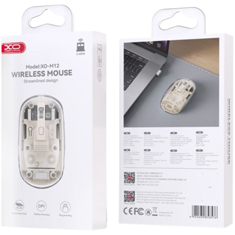 Бездротова миша XO M12 (BT+2.4) Transparent Beige