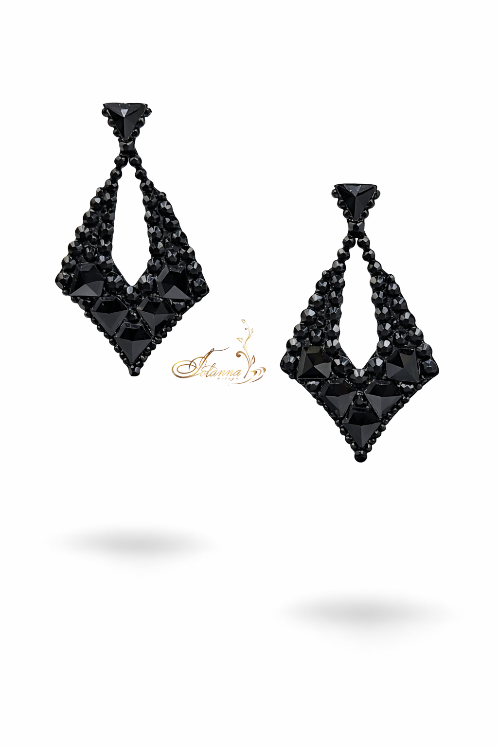Black Crystal Diamond Dance Earrings